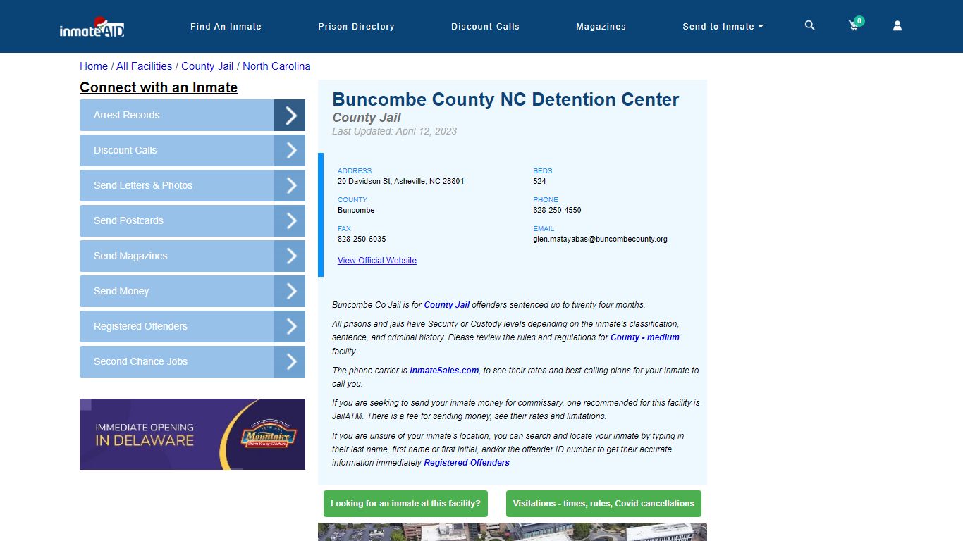 Buncombe County NC Detention Center - Inmate Locator - Asheville, NC